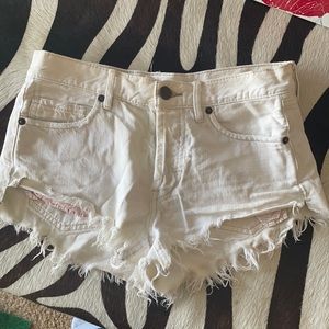 Free People White Denim Shorts